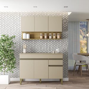 Balcão e Aereo Line Vanilha/Freijó